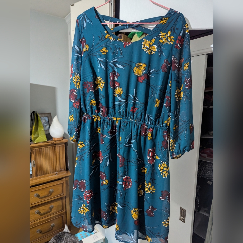 Floral Teal Dress